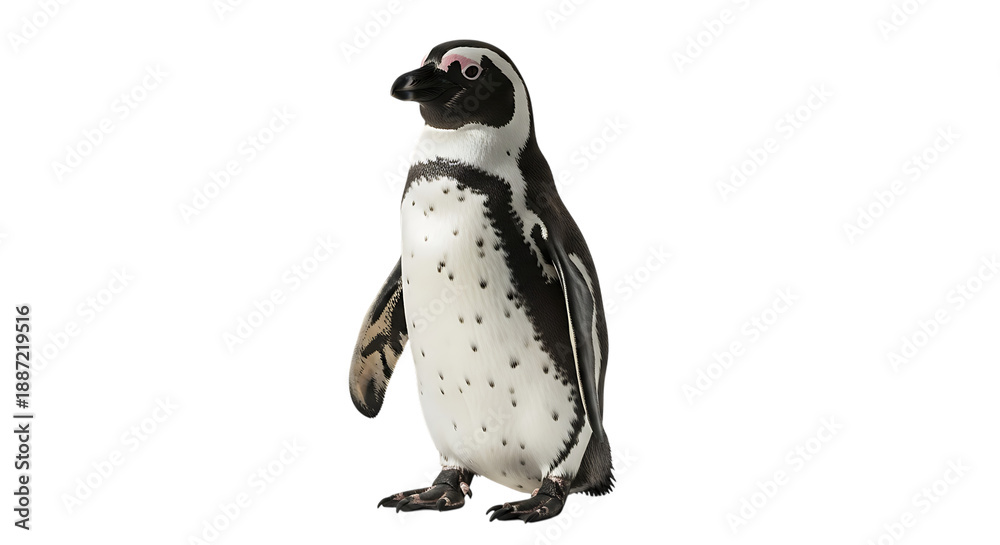 Fototapeta premium African Penguin Standing Isolated on transparent background, Full Body Shot