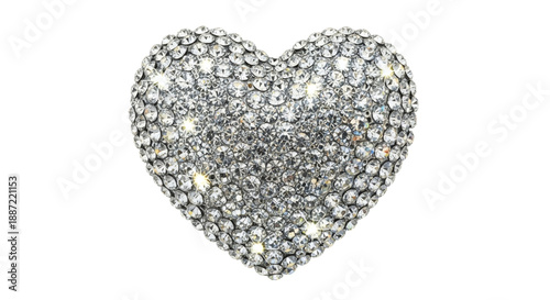 Sparkling rhinestone heart shape isolated on transparent background
