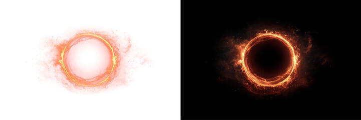 Ring Light Effect with Fiery Halo Isolated on Transparent Background for Overlay