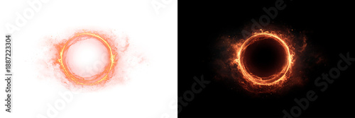Ring Light Effect with Fiery Halo Isolated on Transparent Background for Overlay