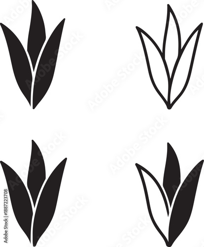 isolated garlic leaf icon, garlic leaf silhouette, herb ingredient icon, cooking vegetable symbol, kitchen herb design, food plant vector, organic leaf icon, minimal solid icon