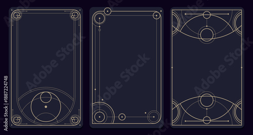 Mystic style invitation with circle scared elements. Sacred geometry border and frame. Vector illustration. EPS 10