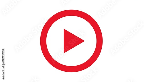 Free Download Red Play Button Icon on White Background for Media. - GFXLoad