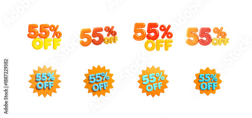Vibrant collection of 55% off discount graphics for marketing and promotions