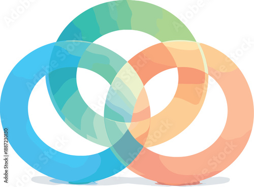 Interlocking Harmony Rings. Interlocking abstract rings with subtle gradient overlaps forming a soft harmony symbol, gentle glow