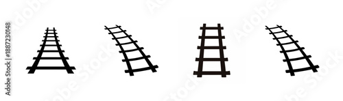 Set of railway track segments Vector, illustration