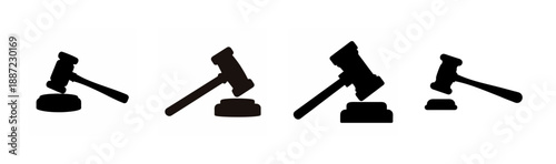 Four gavel silhouettes Vector, illustration