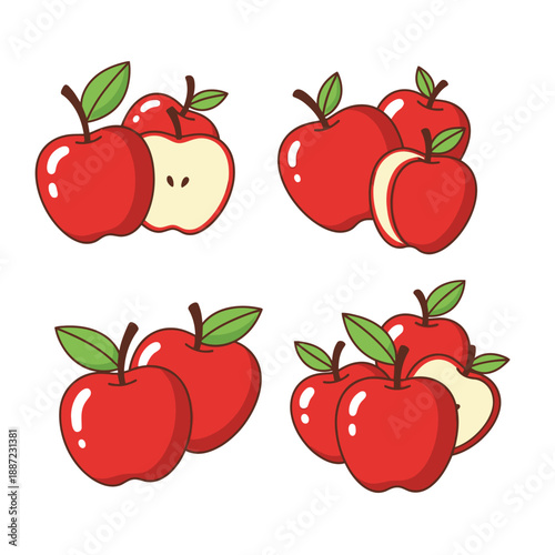 Delicious red apples with green leaves perfect for healthy eating and fresh snacks.