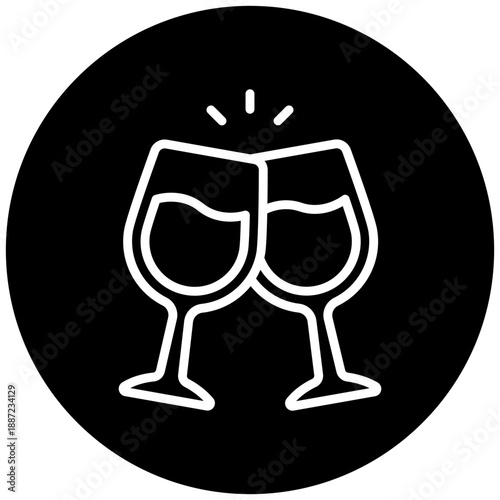 Wine Glass Icon Button, Mini Illustration Relate To Food, Gastronomy. Use For Modern Concept, Ui, Ux Web And App Development.