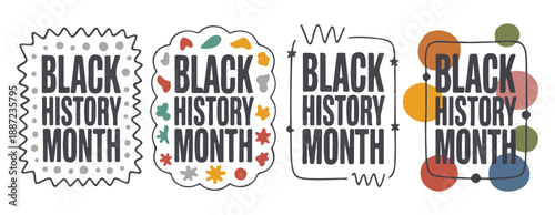 Black History Month colorful stamps and badges
