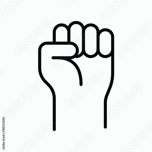 Clenched Fist Icon - Minimalist Linear Gesture for Power, Unity, and Protest