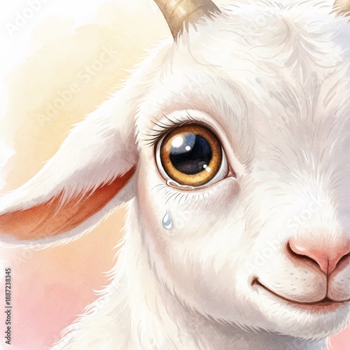 close up of a white goat