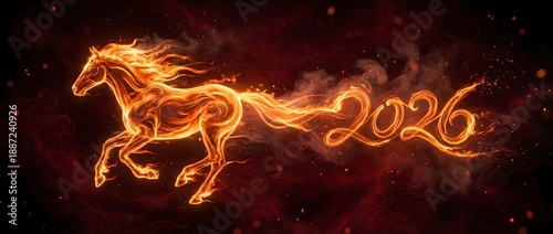 Fiery Kinetic Energy Horse Running 2026 Year of the Horse