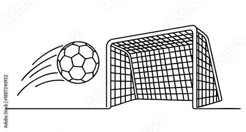 football ball and goal, Football goal. Soccer goal. Vector, soccer ball in goal with black & White background