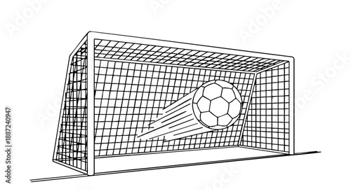 football ball and goal, Football goal. Soccer goal. Vector, soccer ball in goal with black & White background