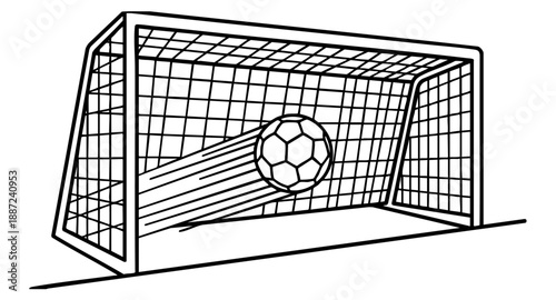 football ball and goal, Football goal. Soccer goal. Vector, soccer ball in goal with black & White background