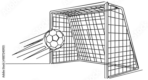 football ball and goal, Football goal. Soccer goal. Vector, soccer ball in goal with black & White background