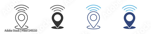 GPS Signal Icon. Location Tracking and Navigation Symbol. Map and Direction Technology Illustration.