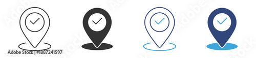 Check-in Icon. Location Confirmation and Verified Place Symbol. Travel Tracking and Navigation Illustration.