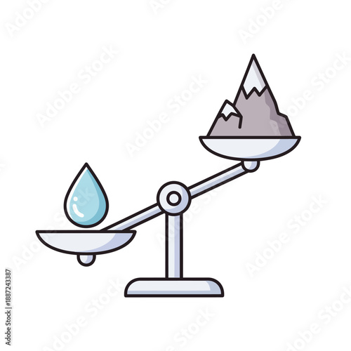 Paradoxical Balance Scale with Water Drop Outweighing a Mountain.