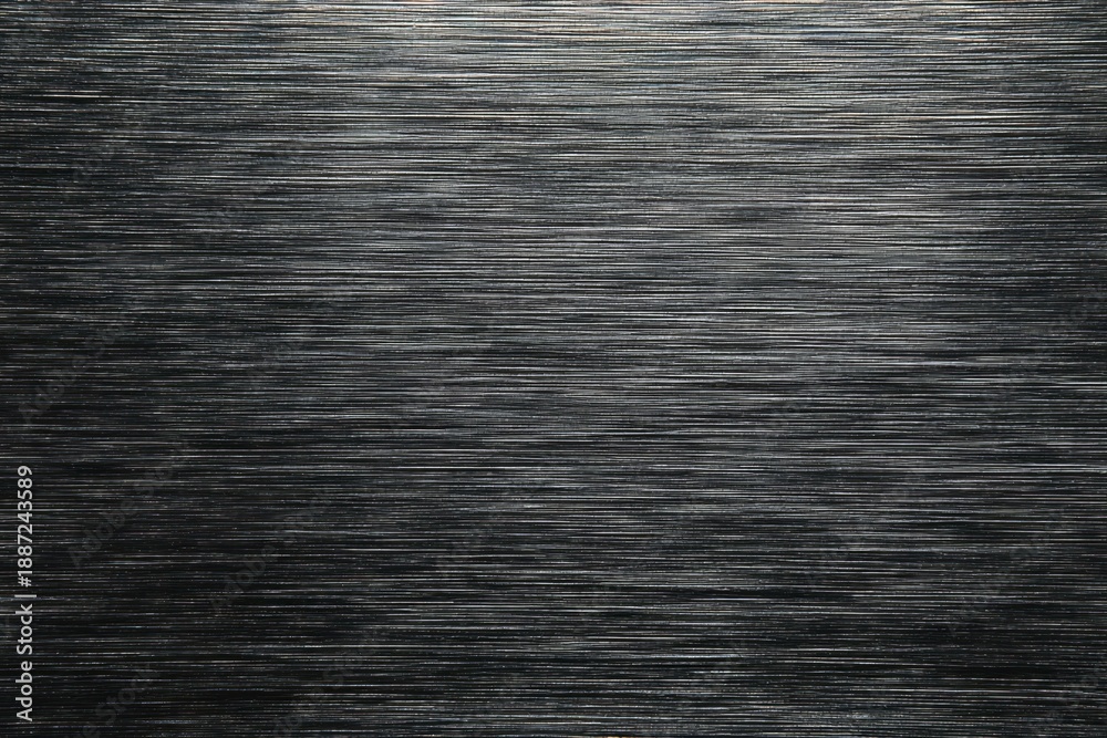 Naklejka premium Dark gray metallic surface exhibits fine, directional horizontal brushing texture