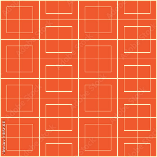 Cream grid pattern created from squares within squares on an orange background