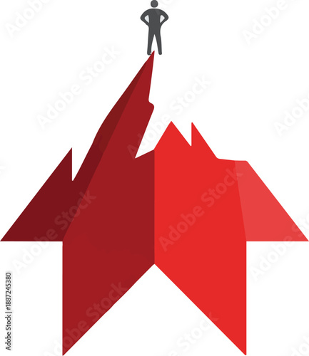 Red arrow symbolizing growth and direction on white background