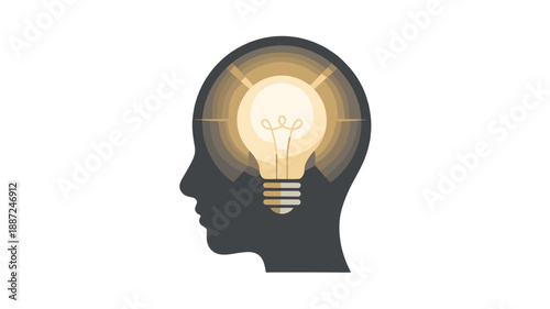 Illuminating the mind with a bright idea and a concept of innovation.