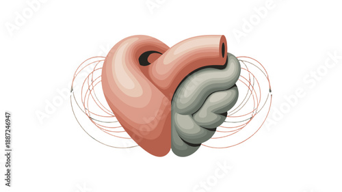 A digital illustration of the human heart, cardiovascular system, with concept of love.