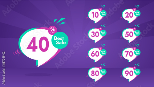 Banner Balloon Chat Percent Off Best Sale - 10% to 90% - Purple Pink and Green Neon