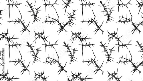 Abstract thorny pattern on white background, minimalist and modern design.