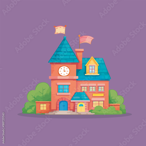 Dreamy Castle with Colorful Roof and Turrets