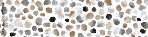 Abstract animal print background with watercolor style gray and brown spots on white. Neutral muted leopard spots seamless pattern design