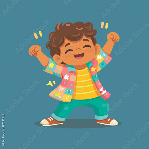  boy with paintbrush painting cartoon