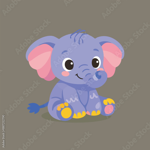  friendly blue elephant waving cartoon