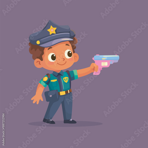  police officer man waving cartoon