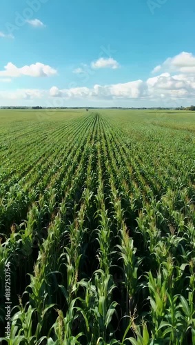 Expansive cinematic 4K aerial footage of endless sugarcane fields stretching toward the horizon capturing agricultural scale rural landscapes sustainable crop production from 