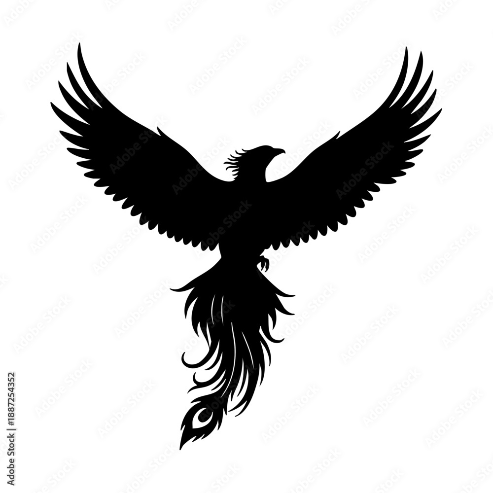 Obraz premium phoenix bird silhouette vector icon