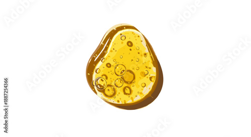 A watercolor illustration of a yellow citrus fruit slice with seeds on a white background from a front viewpoint