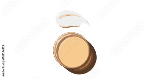 Foundation cream being applied and smeared on a surface with a circular motion viewed from directly above