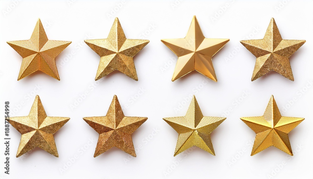 Obraz premium Eight gold stars on white background