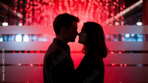 Couple sharing an intimate moment in a romantic setting