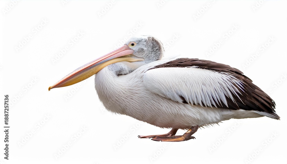 Obraz premium Pelican with long bill and dark wing feathers