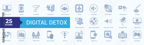 Digital Detox Illustration Vector Blue Style