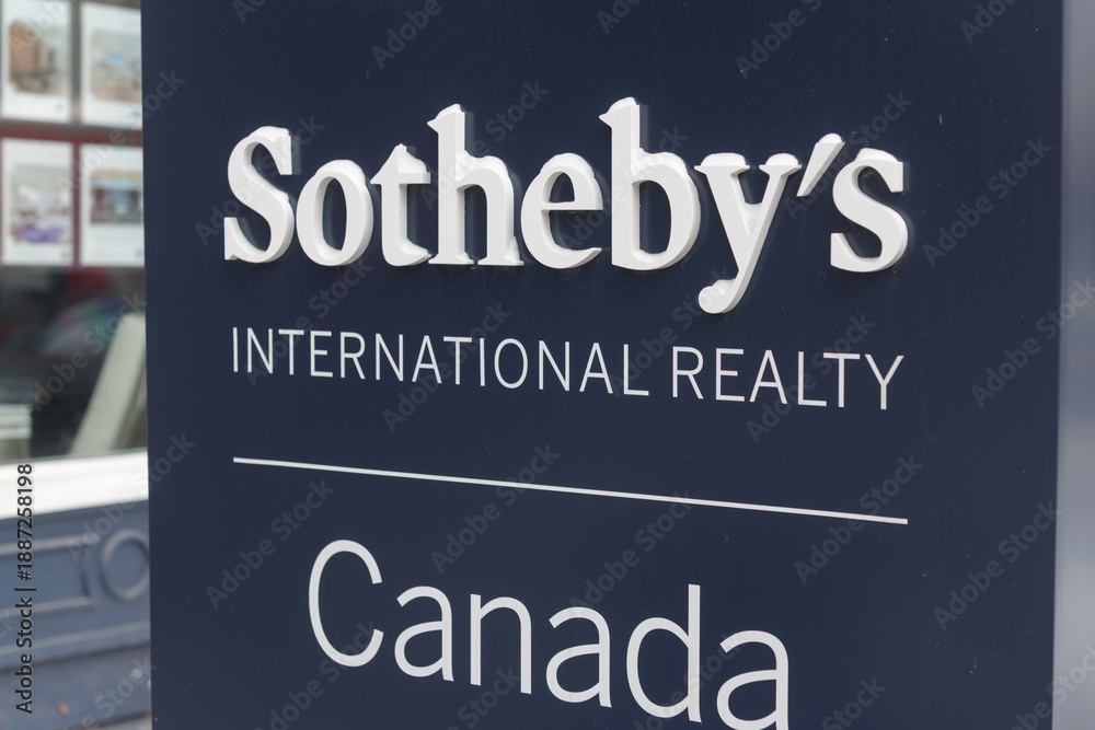 Fototapeta premium close-up of sign outside Sotheby's International Realty Canada located at 192 Davenport Rd, Toronto