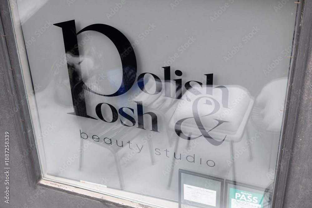 Obraz premium window with sign at Polish & Posh | European Beauty Studio x Nail Salon, 182 Davenport Rd, Toronto