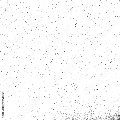Grunge sprinkle spray texture brush. Random dirty sand dust noise splattered dotted overlay. Black splashed stains spots or dark noisy granules. Dust particles. Vector