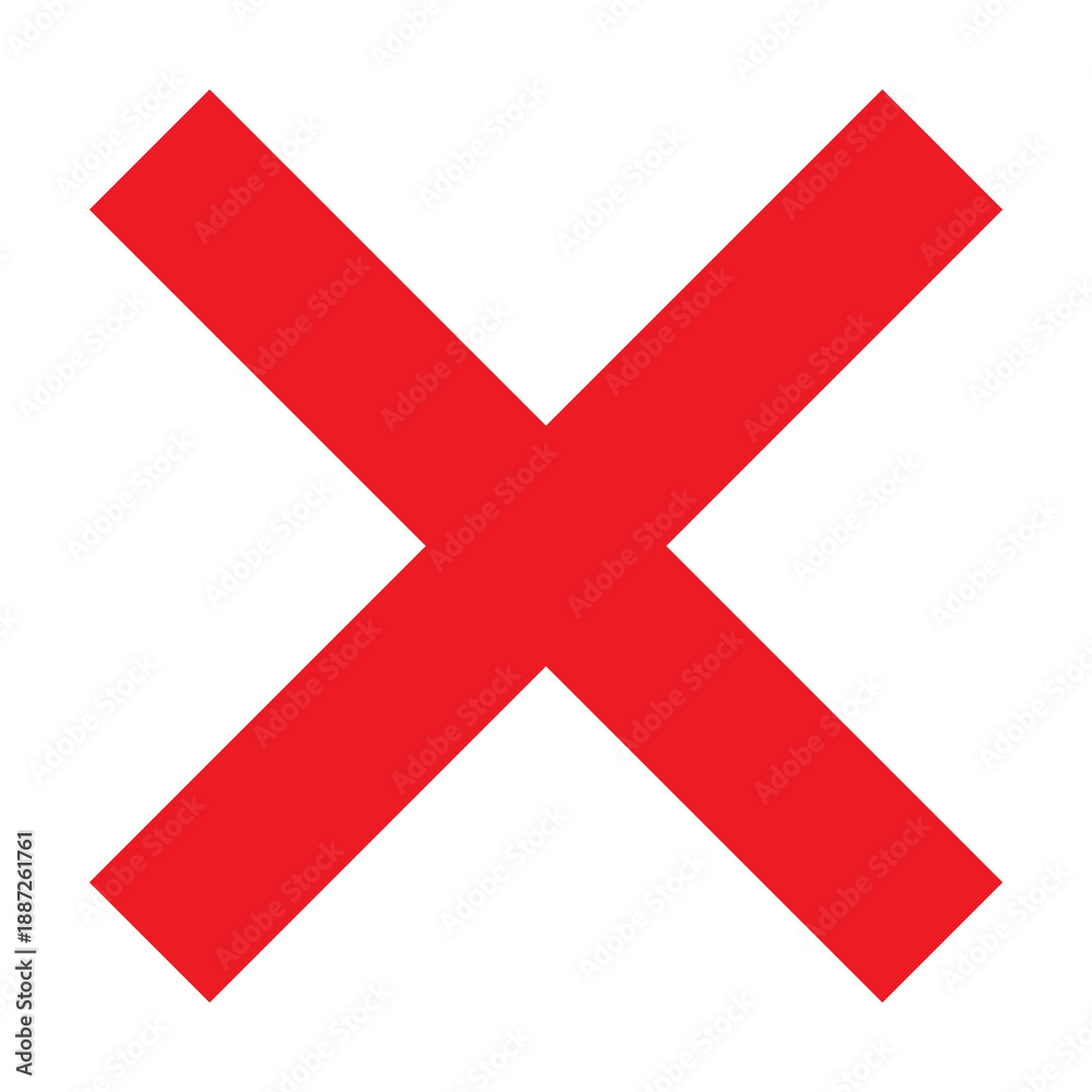 Obraz premium Red Cross Sign. Red Cross Mark, No, Delete Icon. Stop Sign, Cancel Symbol. 