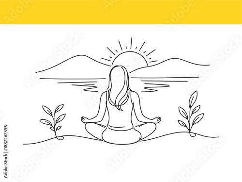 Meditating Woman Sitting Cross Legged Outdoors Example