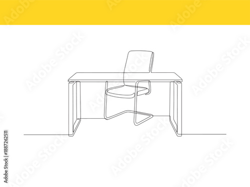 Minimalist Office Desk and Chair Illustration